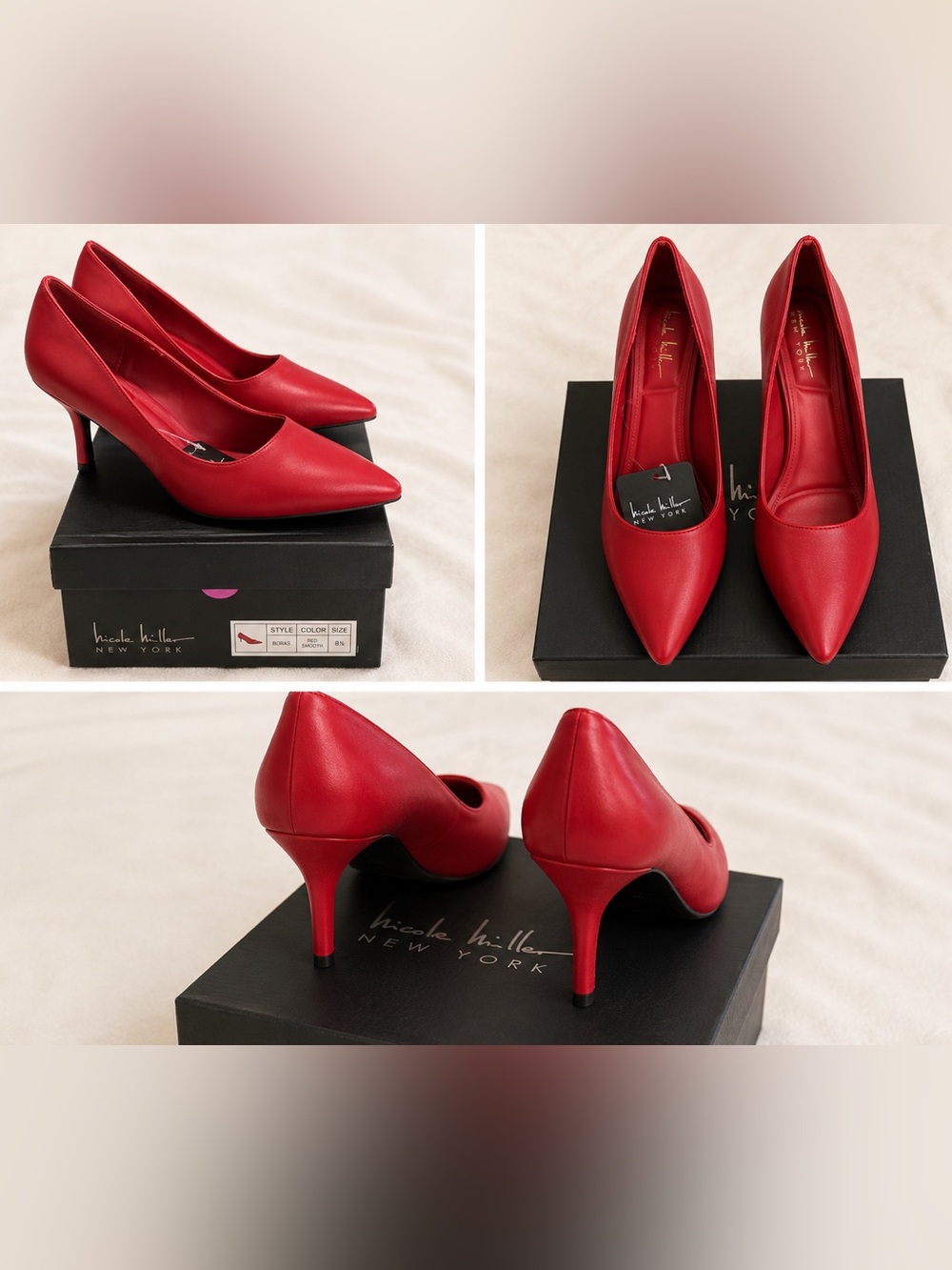 Nicole Miller Red Pointed Toe Leather Pumps